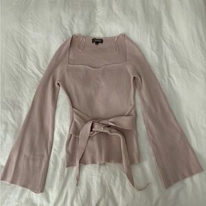 Bell sleeved, tie sweater